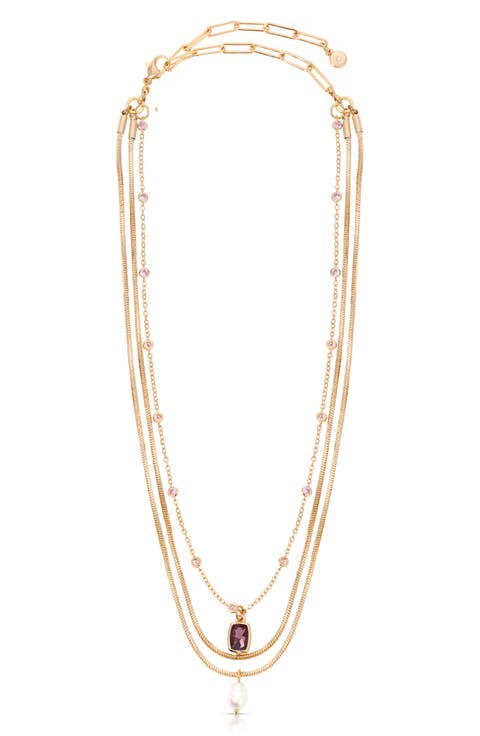 Crystal Layered Chain Necklace