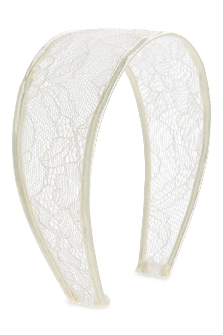 Embroidered Lace Headband, Main, color, IVORY