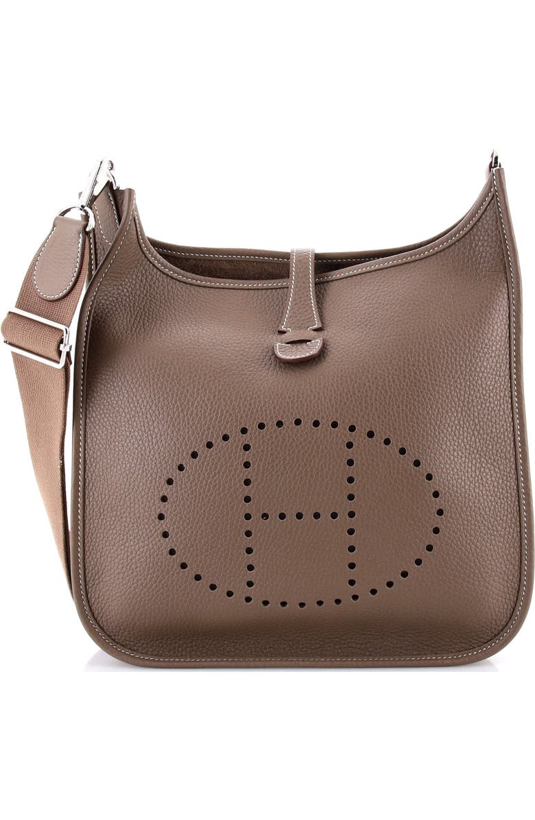 Pre-Owned Hermes Evelyne Bag Gen III Clemence PM, Main, color, Etoupe