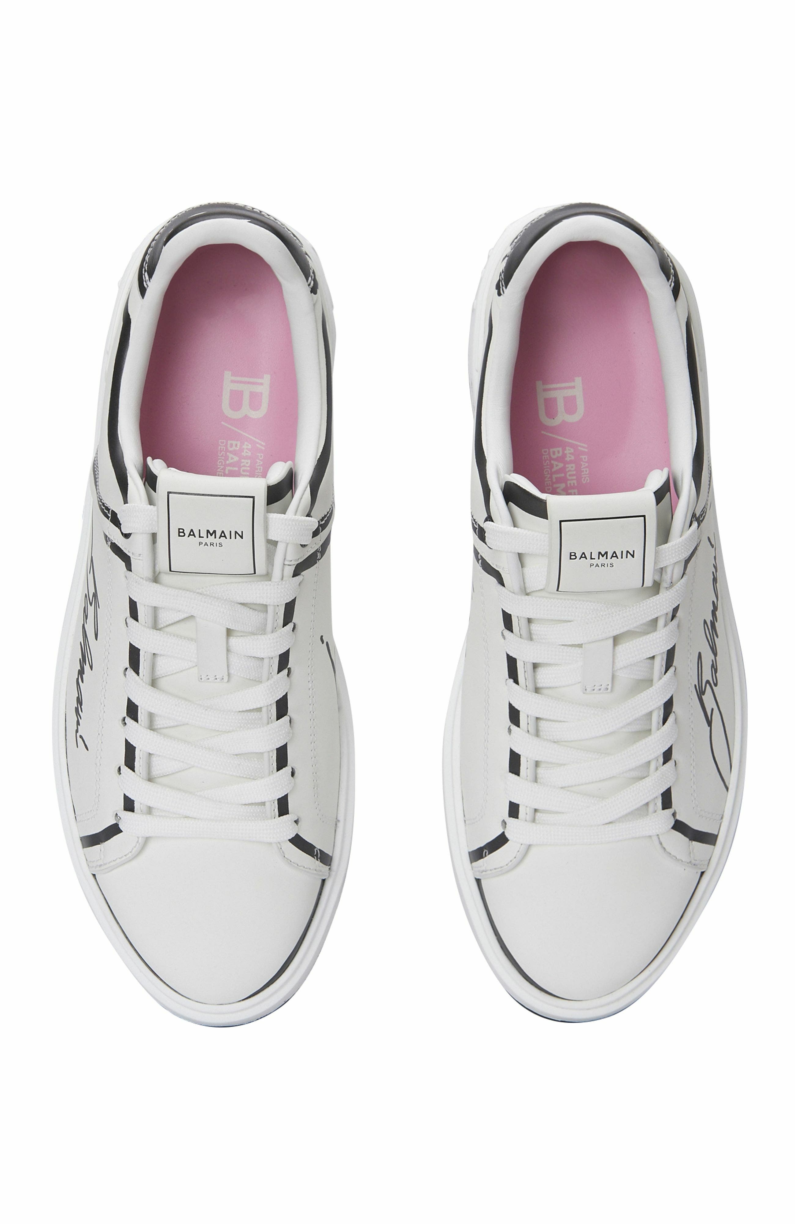 Balmain B-Court Printed Calfskin Trainers, Alternate, color, 