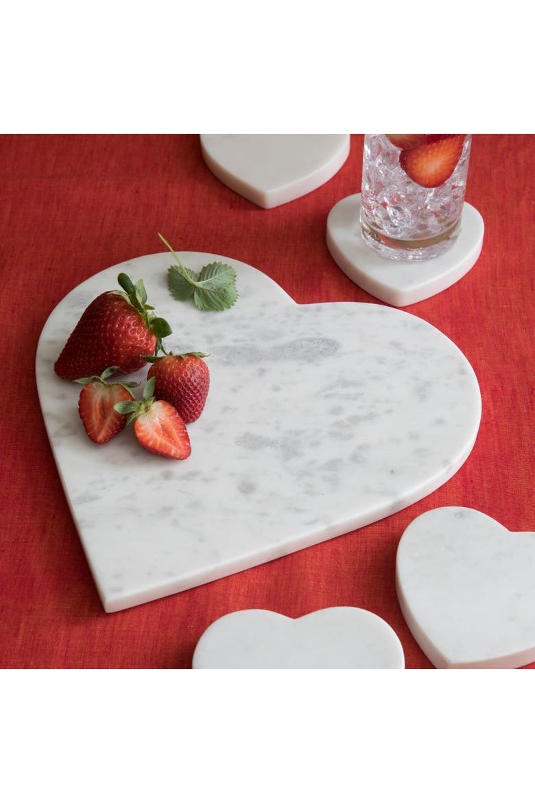 Marble Heart Coasters - Set of 4, Alternate, color, White