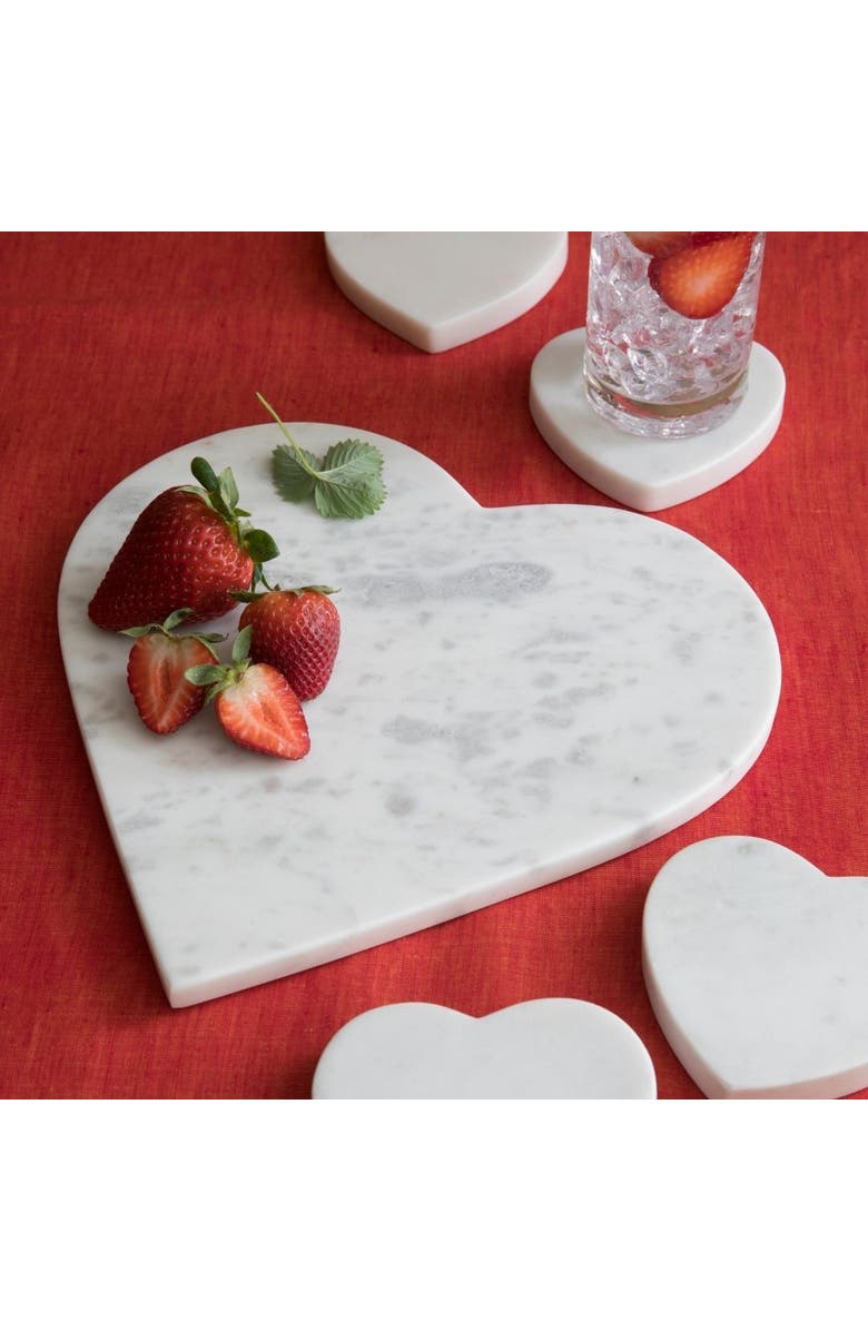 Be Home Marble Heart Coasters - Set of 4, Alternate, color, White