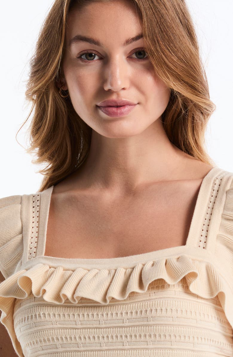 Laundry by Shelli Segal Ruffle Sweater Tank, Alternate, color, White Swan