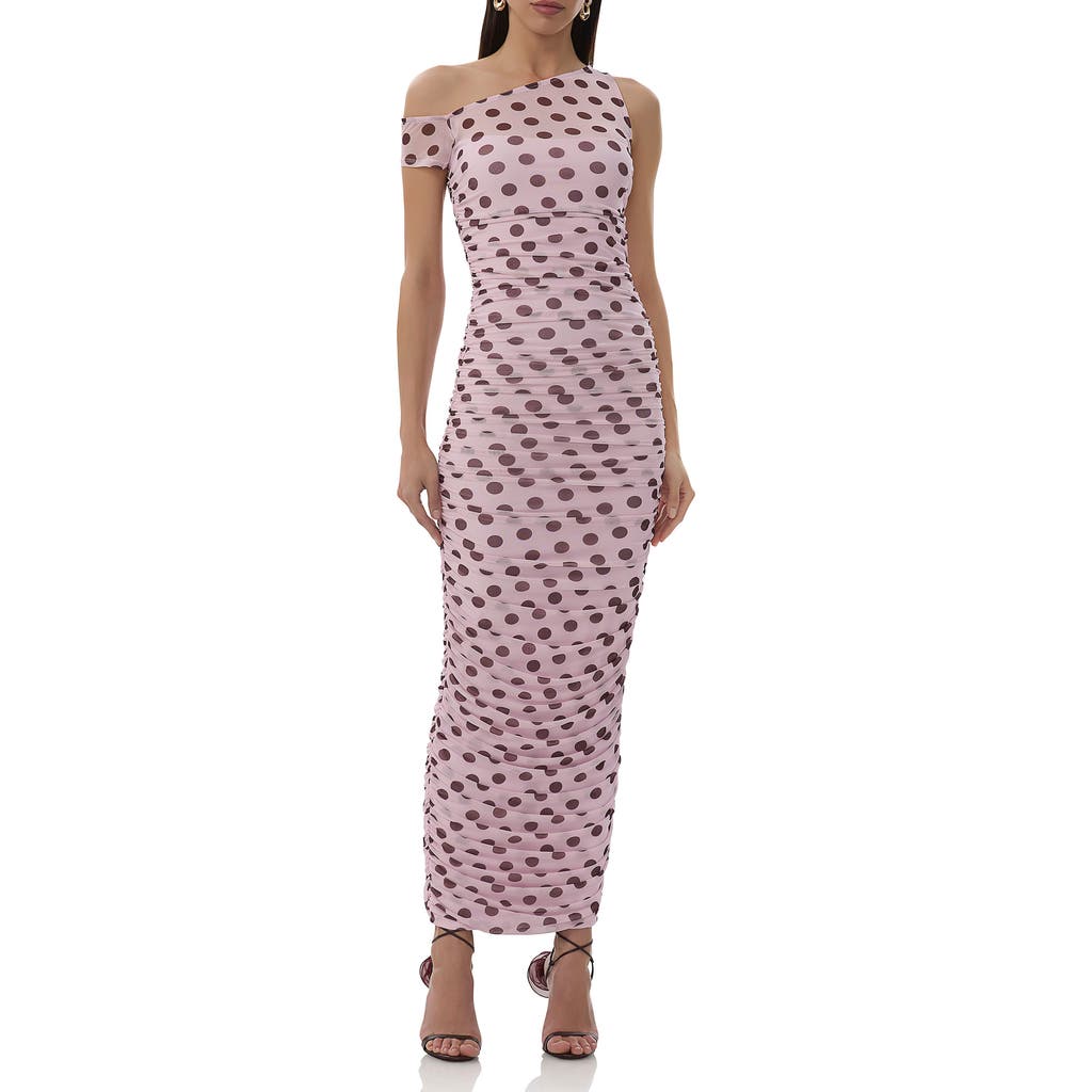 AFRM AFRM BIONA PRINTED ONE-SHOULDER RUCHED MESH MAXI DRESS