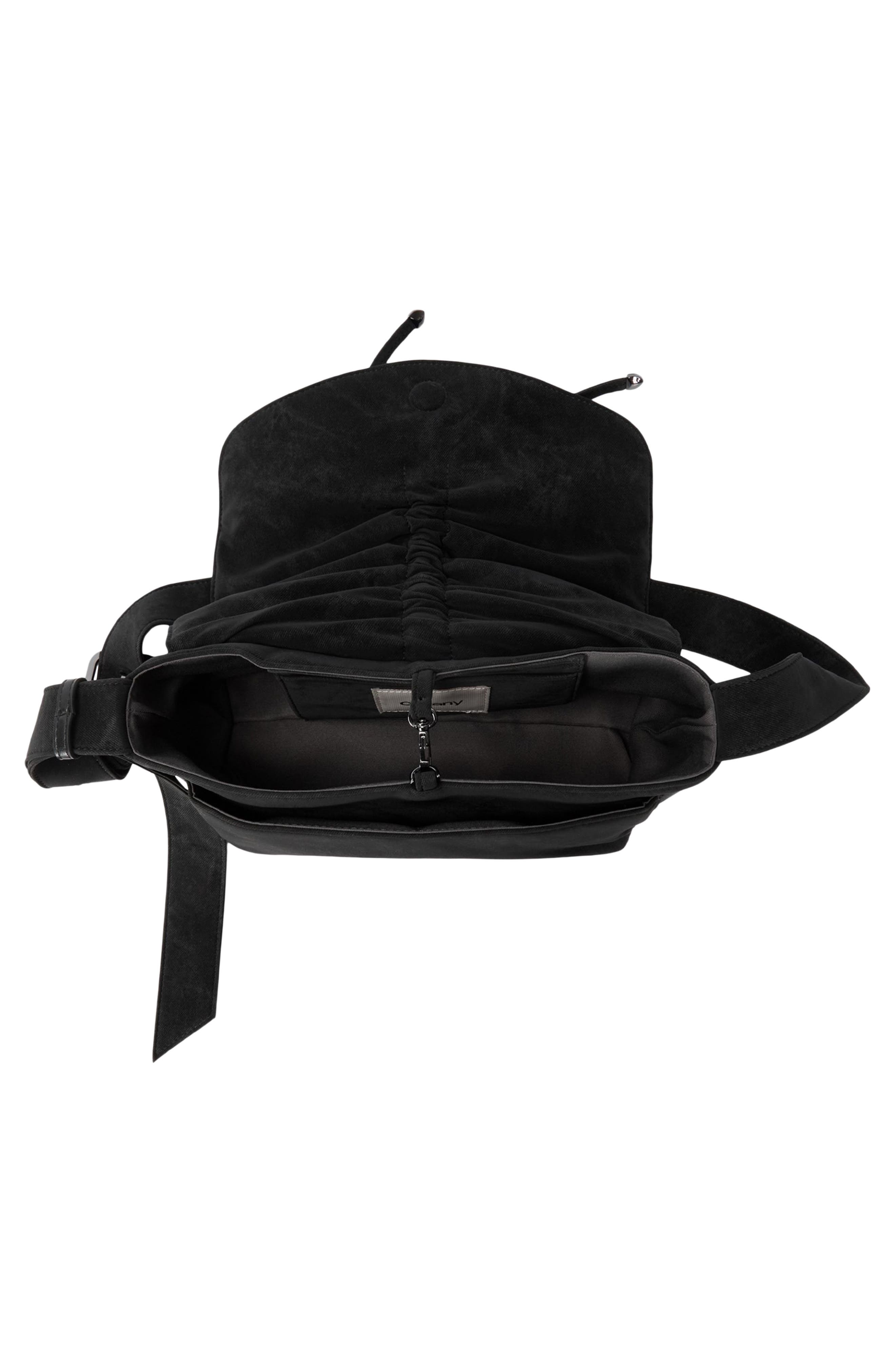 Oryany Small Ruched Flap Faux Suede Crossbody Bag, Alternate, color, Black