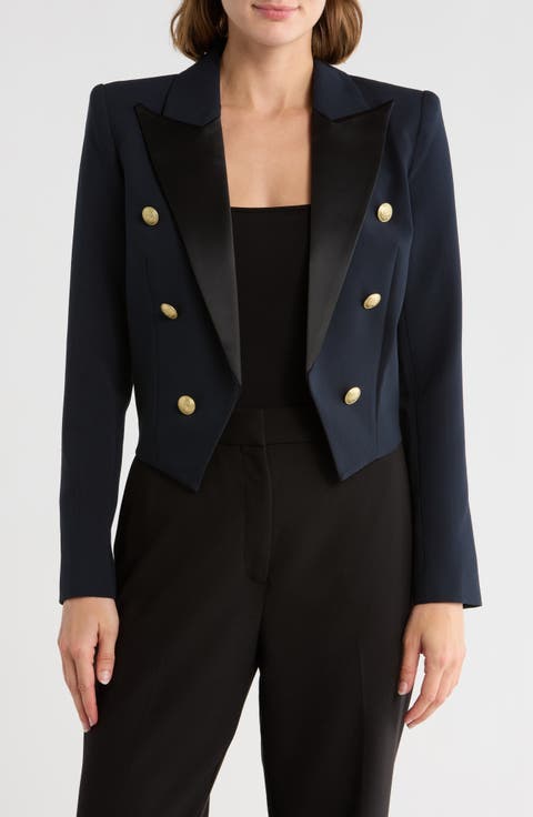 Lila Peak Lapel Boxy Crop Blazer
