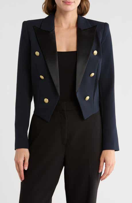 L'AGENCE Lila Peak Lapel Boxy Crop Blazer