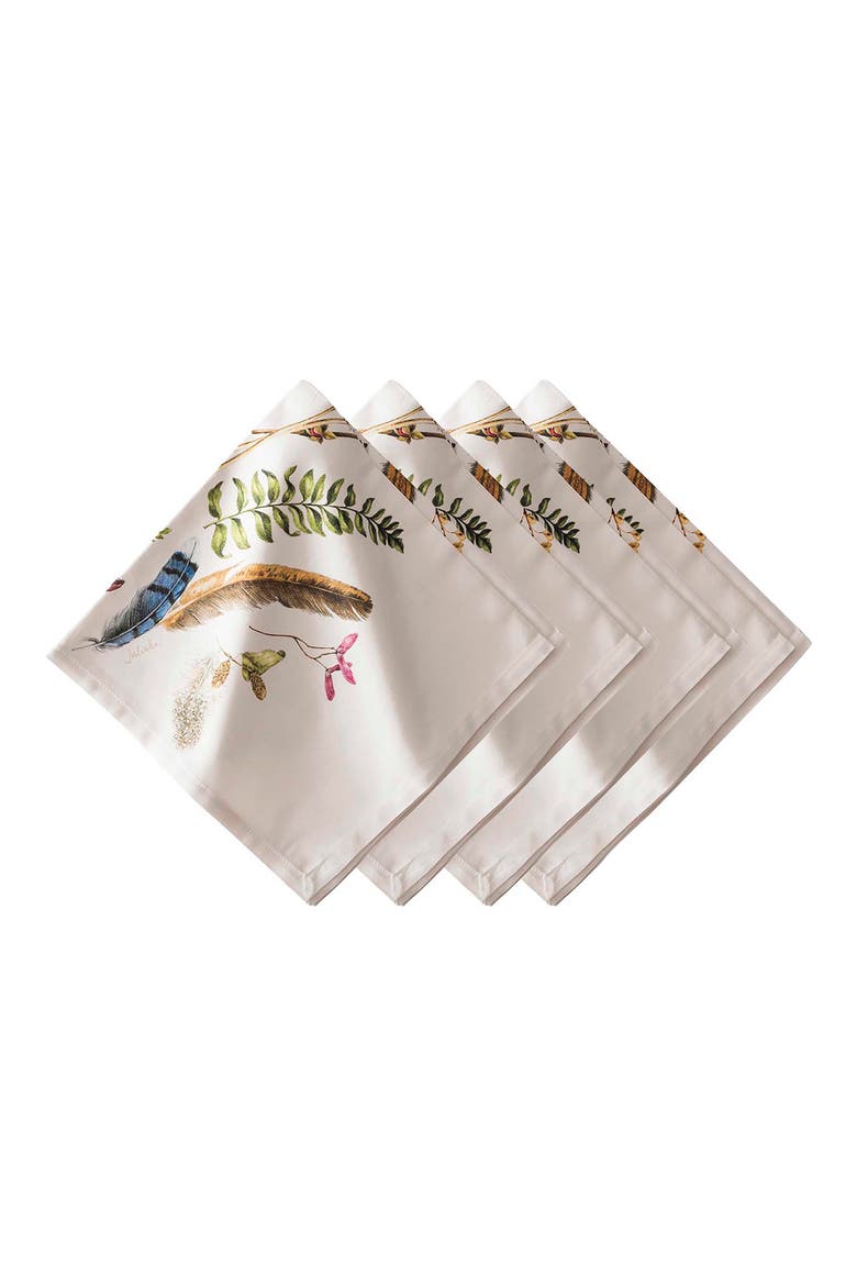 Forest Walk Set of 4 Cotton Sateen Napkins, Main, color, CAF AU LAIT