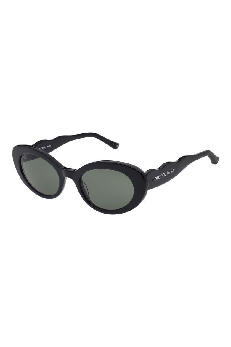 52mm Oval Sunglasses, Alternate, color, GLOSS BLACK