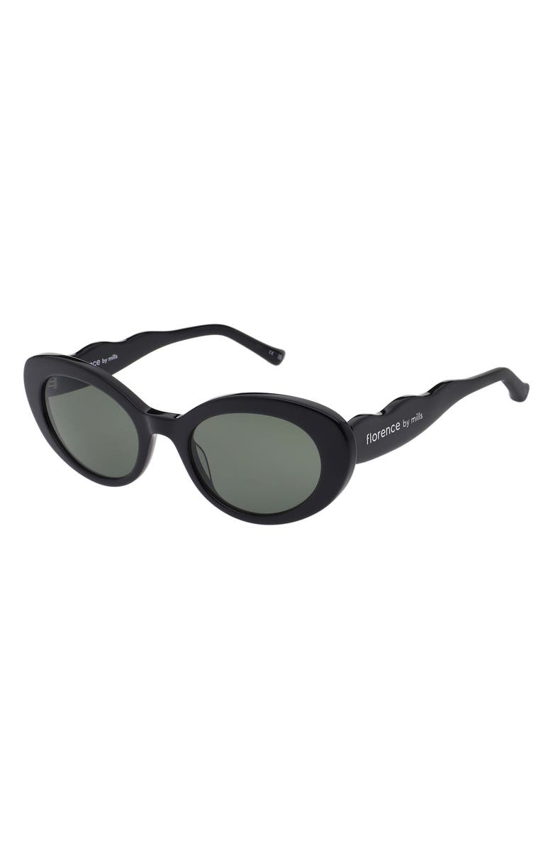 Florence by Mills 52mm Oval Sunglasses, Alternate, color, Gloss Black