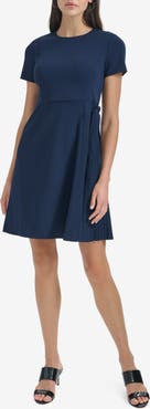 Calvin Klein Side Tie Pleated A-Line Dress