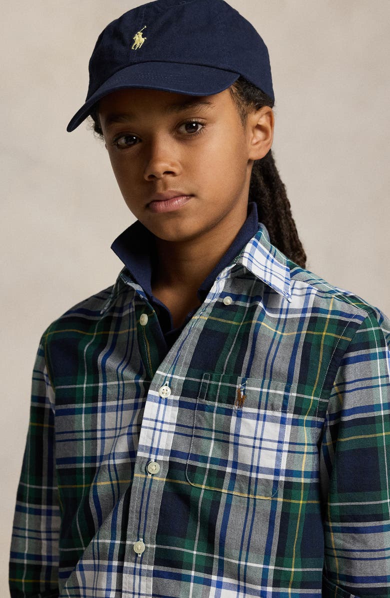 Polo Ralph Lauren Kids' Classic Plaid Cotton Button-Down Oxford Shirt, Alternate, color,