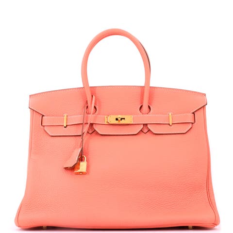 Birkin Handbag Pink Clemence with Gold Hardware 35