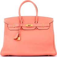 Pre-Owned Hermes Birkin Handbag Pink Clemence with Gold Hardware 35