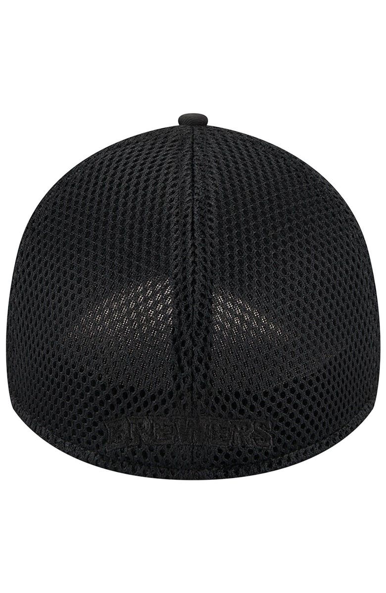New Era Men's New Era Milwaukee Brewers Black-on-Black Neo Mesh 39THIRTY Flex Hat, Alternate, color,
