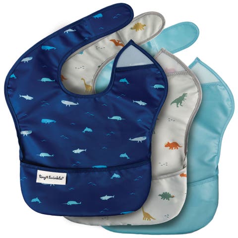 Mess-Proof and Waterproof Baby Food  BPA-Free Bib w/Adjustable Closure 3pc - Solids