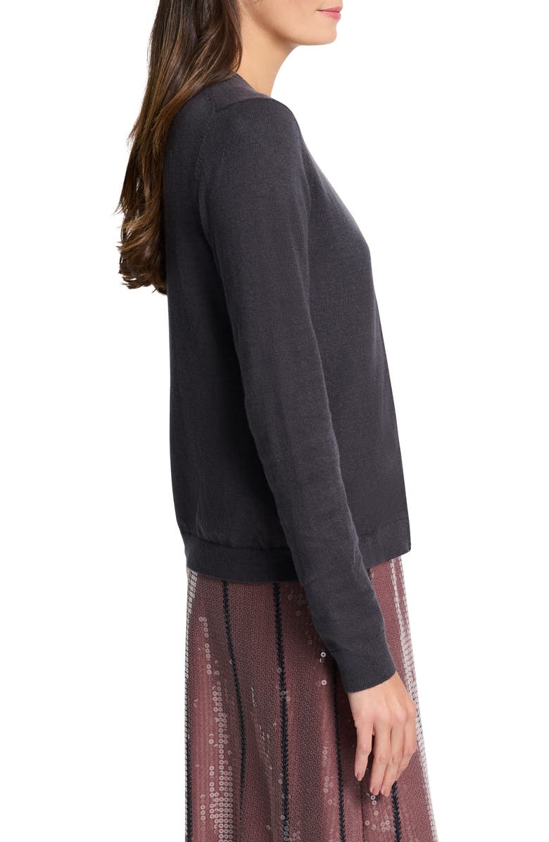 NIC+ZOE Sequin Trim Cardigan, Alternate, color, Charcoal