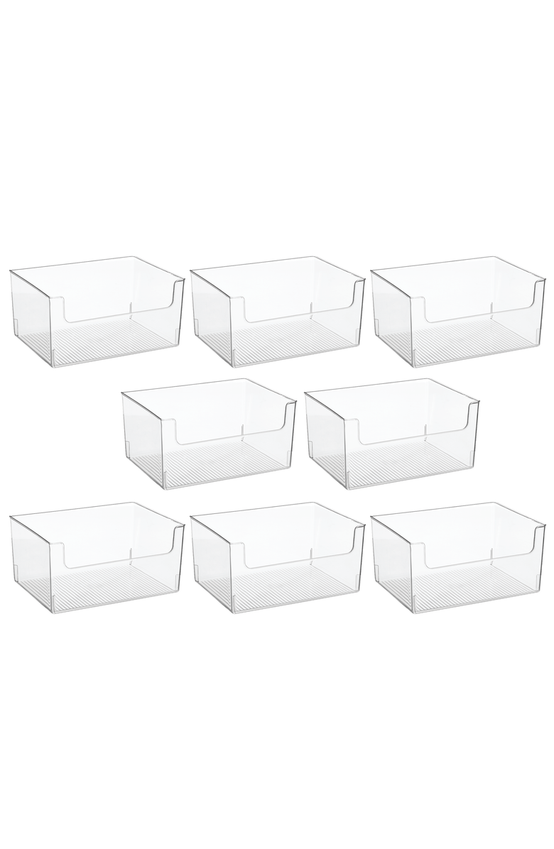 mDesign Household Plastic Storage Organizer Bin with Open Front - 8 Pack - Clear, Main, color, Clear