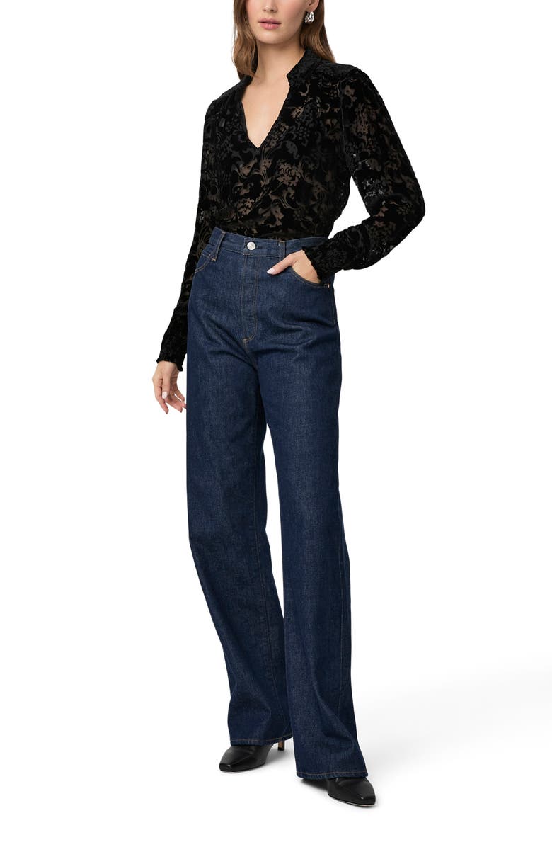 PAIGE Ginerva Burnout Velvet Blouse, Alternate, color, Black