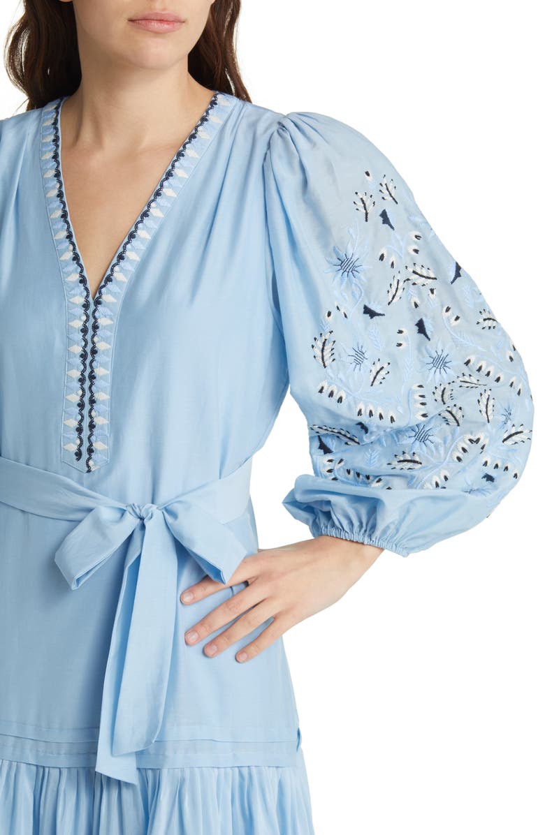 KOBI HALPERIN Kassandra Tie Waist Long Sleeve Poplin Dress, Alternate, color, 