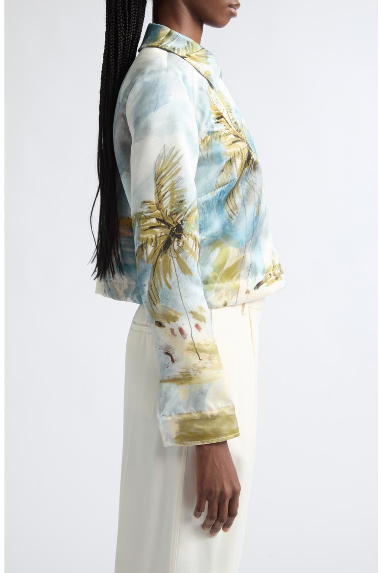 Dominican Landscape Crop Satin Jacket, Alternate, color, BLUE GREEN MULT