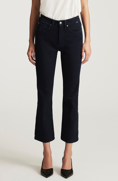 Anika High Waist Crop Flare Jeans (Ink Flex Blue)