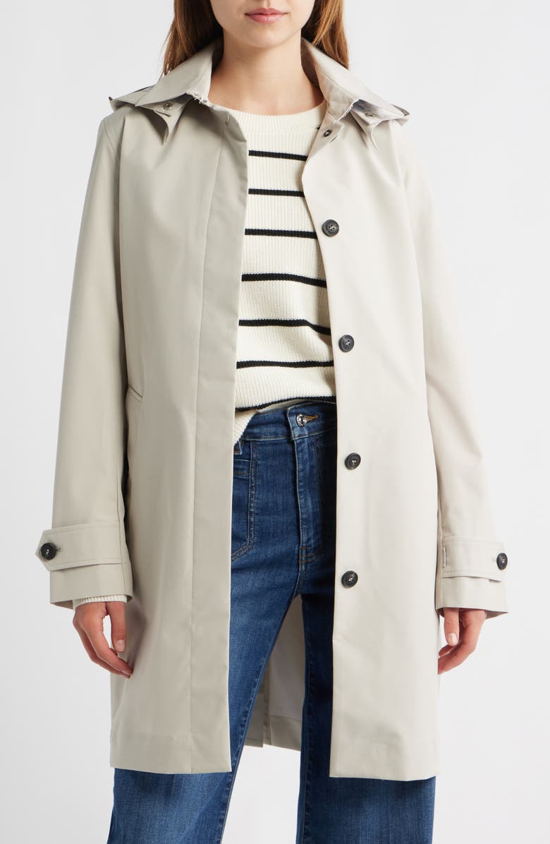 Save The Duck Jackie Water Resistant Raincoat with Removable Hood, Alternate, color, Rainy Beige