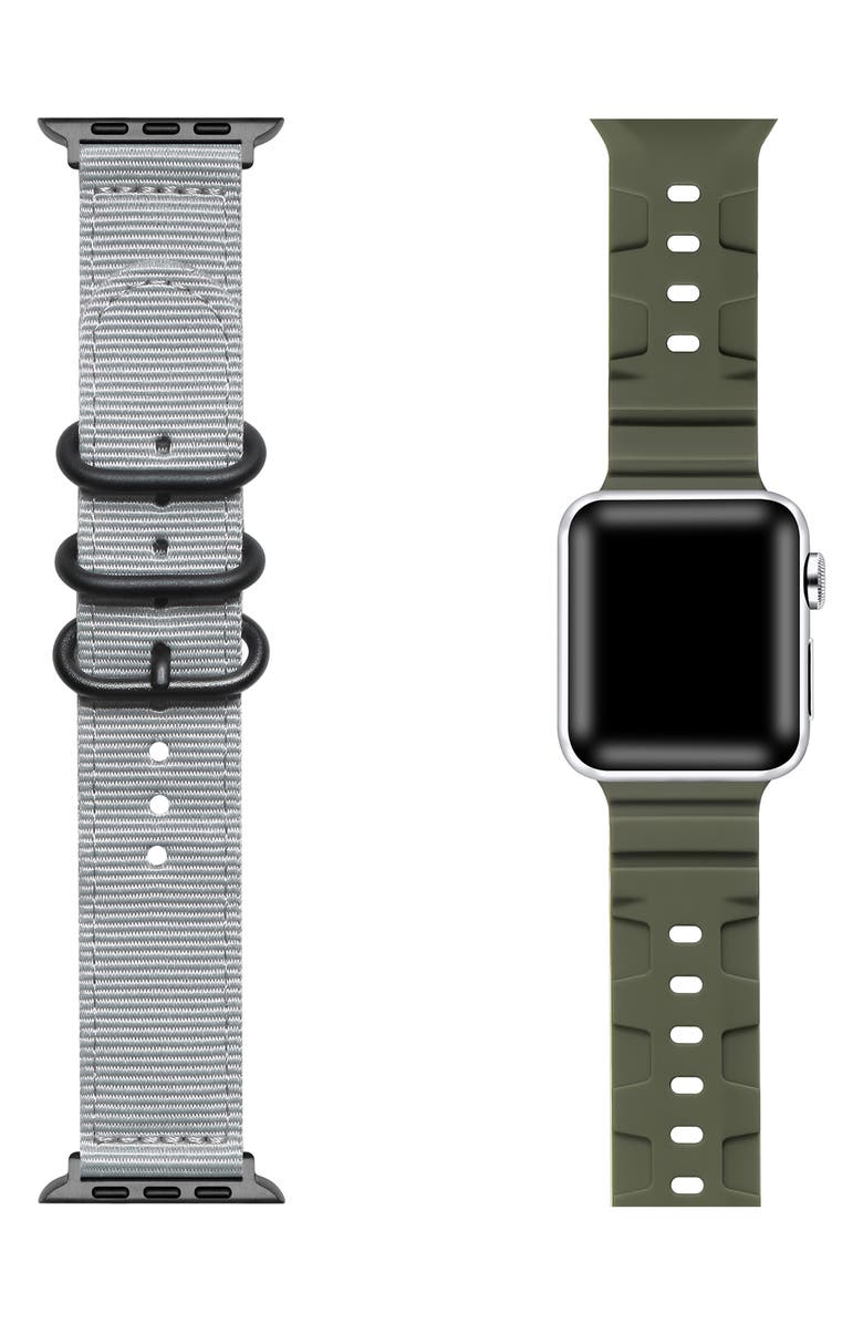 Posh Tech 2-Pack Ridge Silicone & Nylon Apple Watch<sup>®</sup> Watchbands, Alternate, color,