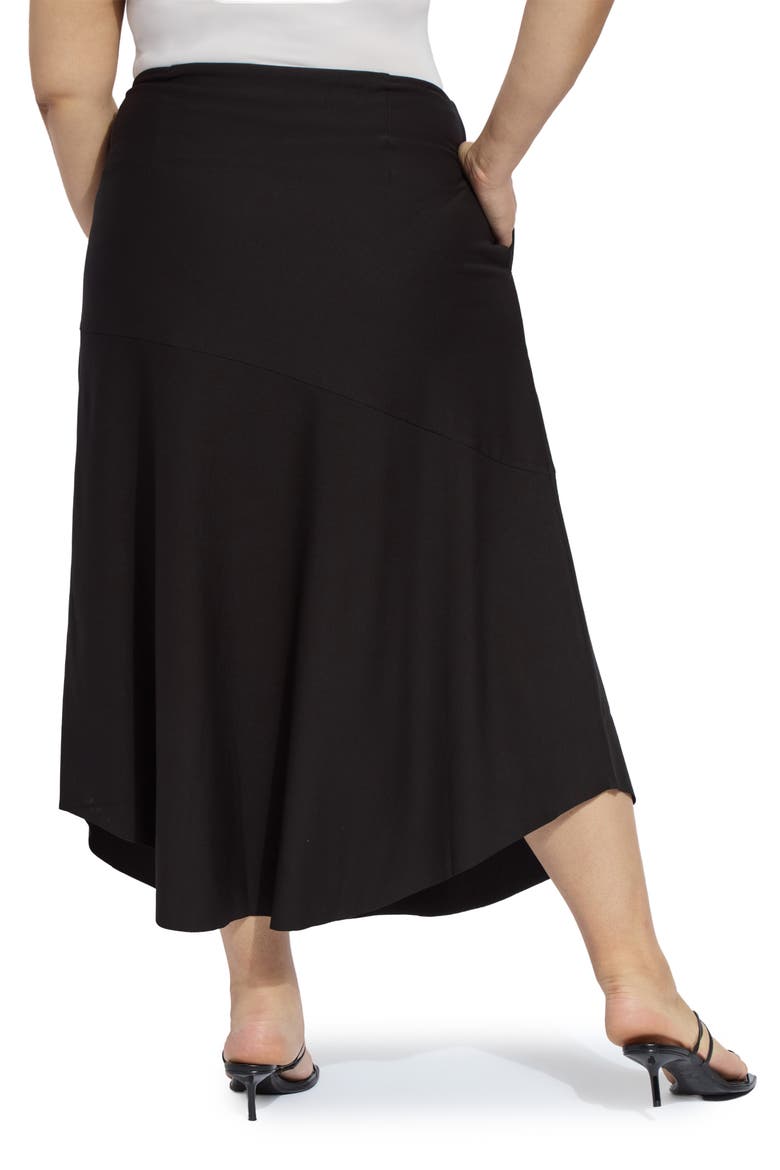 'Lyssentials A-Line Ponte Midi Skirt, Alternate, color, BLACK