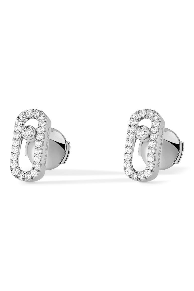 Move Uno Pavé Diamond Stud Earrings, Main, color, WHITE GOLD