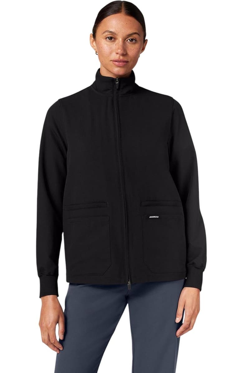 JAANUU Ceri Women's 6-Pocket Classic Scrub Jacket, Main, color, Black