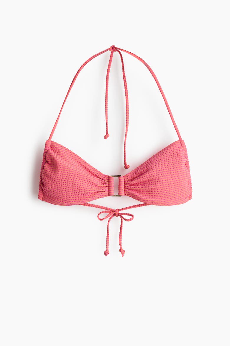 Padded Bikini Top, Alternate, color, Dark coral pink/striped