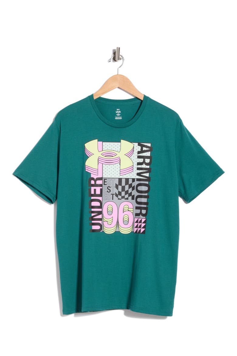 Logo Collage Graphic T-Shirt, Main, color, 338 RACK GREEN