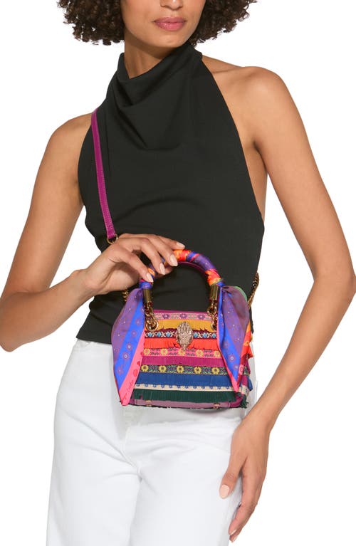 Kurt Geiger Square Mini Kensington Embellished Top Handle Bag In Purple