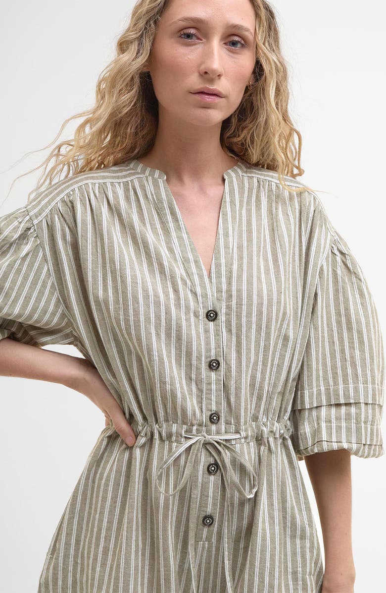 Barbour Bobby Cotton
Linen Romper, Alternate, color, Dusky Green Stripe