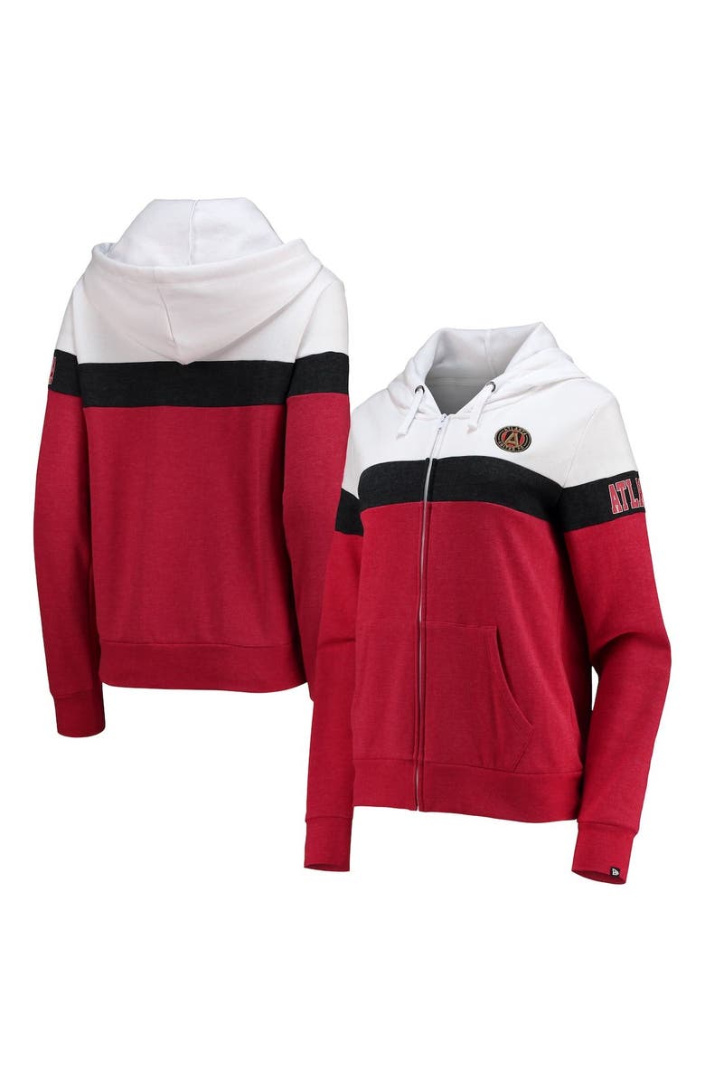 5TH AND OCEAN BY NEW ERA Women's 5th & Ocean by New Era White/Blue Atlanta United FC Fleece Colorblock Full-Zip Hoodie Jacket, Main, color, White