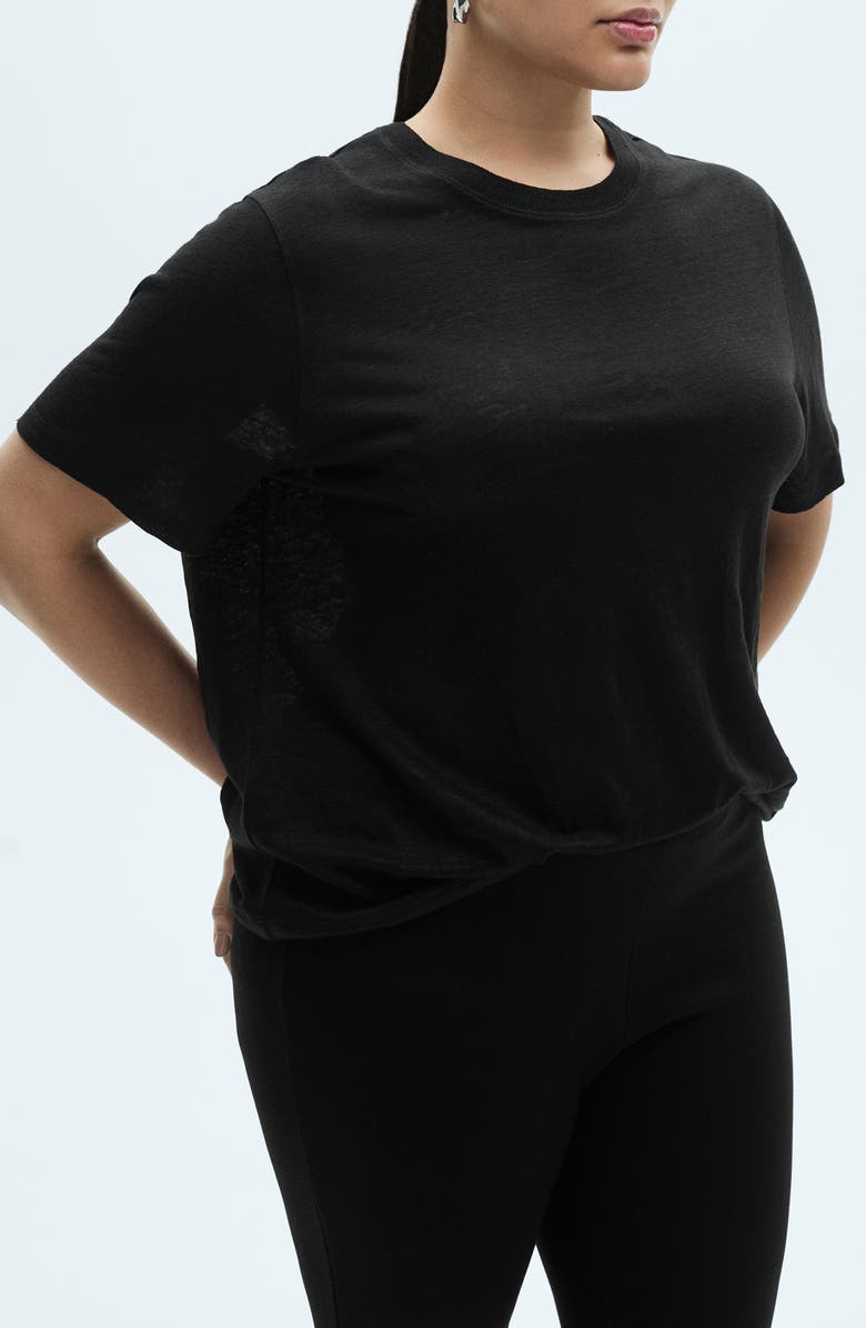 MANGO Crewneck Linen T-Shirt, Alternate, color,