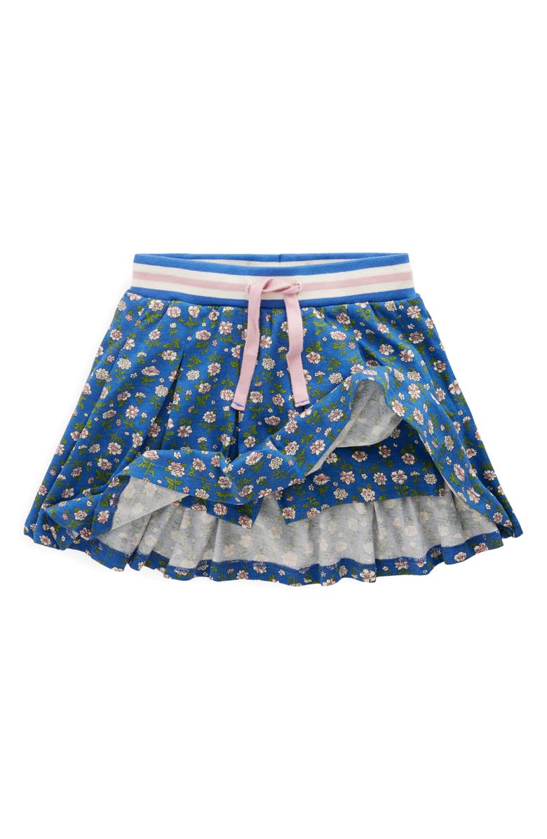 Mini Boden Kids' Floral Pleated Cotton Skort, Alternate, color, Bluejay Garden Flower