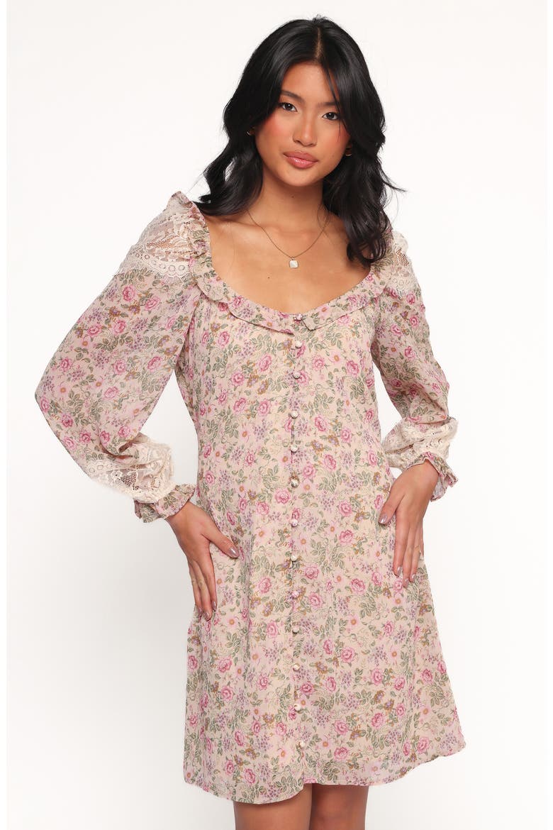 Sylvia Print Long Sleeve Minidress, Alternate, color, IVORY MULTI