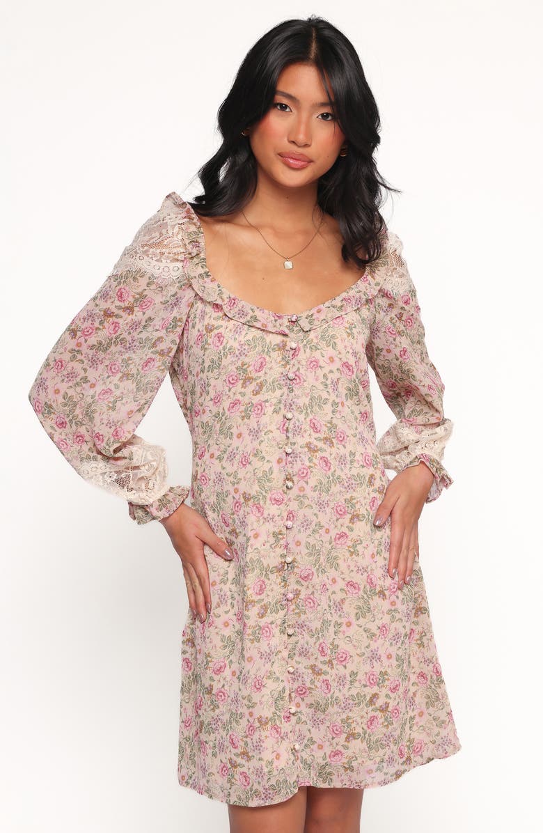 Petal & Pup Sylvia Print Long Sleeve Minidress, Alternate, color, Ivory Multi