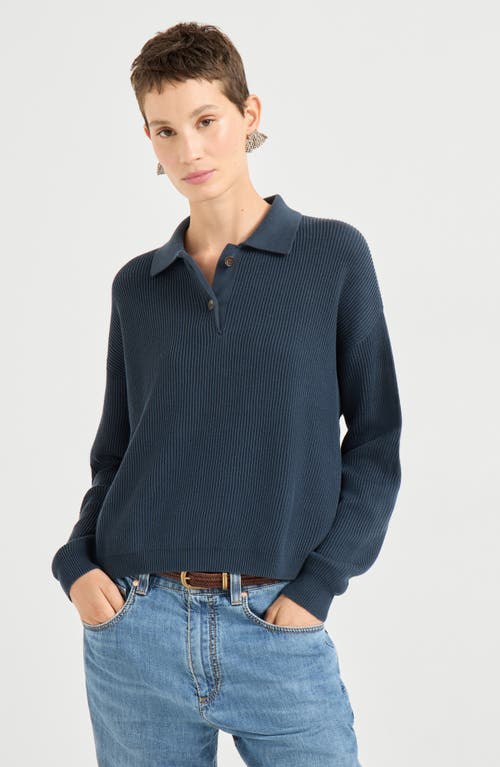 Brunello Cucinelli Polo-style Sweater In Blue
