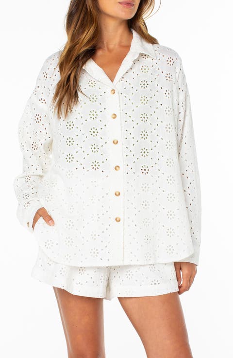 Morning Eyelet Embroidered Button-Up Shirt
