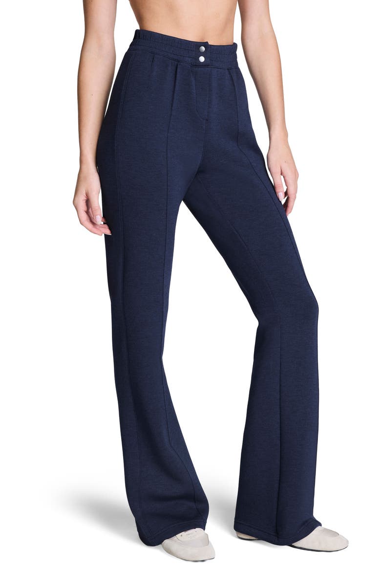Brushed AirEssentials® Flare Leg Pants, Main, color, HEATHER TIMELESS NAVY