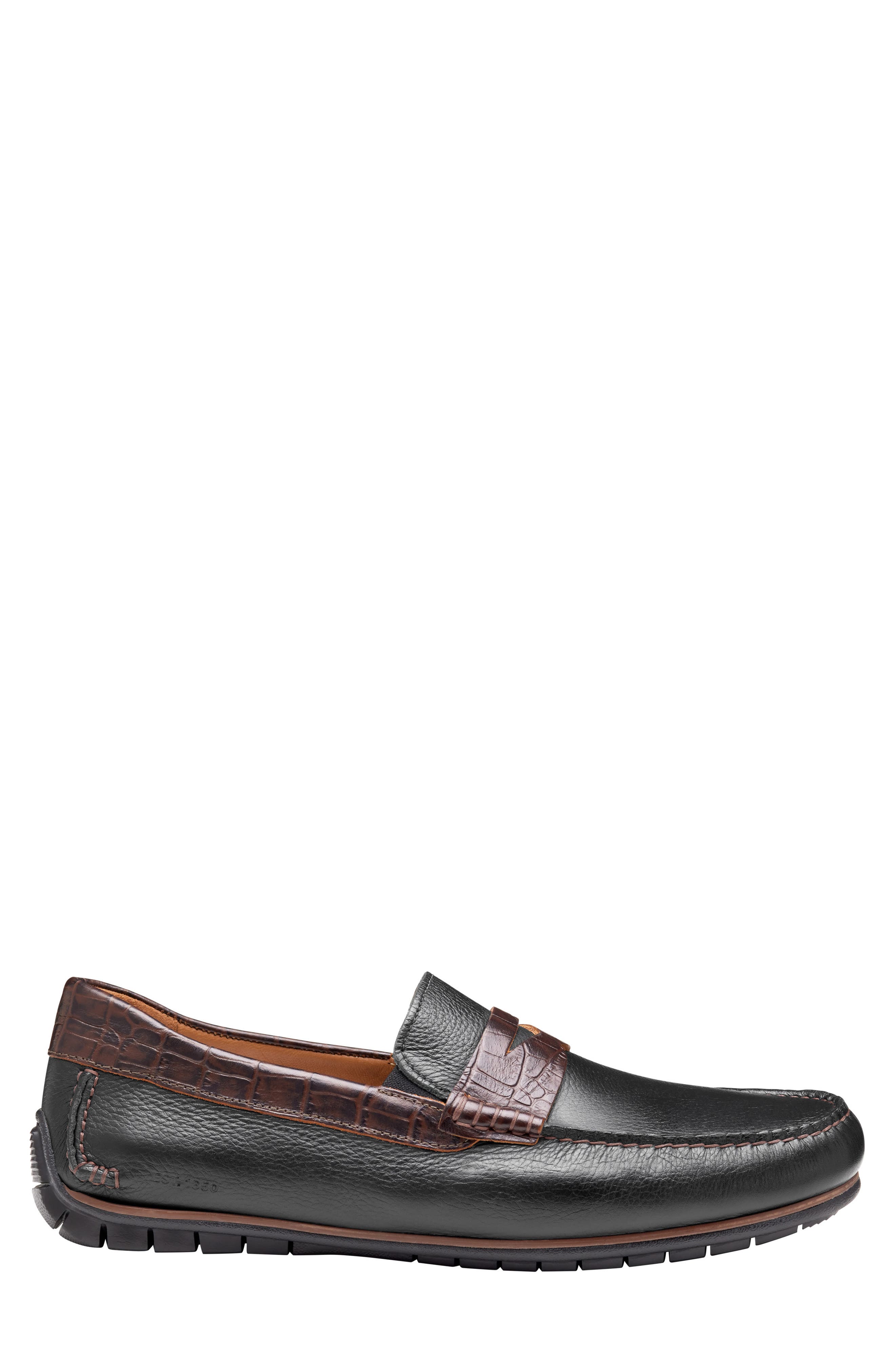 Johnston & Murphy Cort 2.0 Penny Loafer, Alternate, color, Black Full Grain/Croc Grain