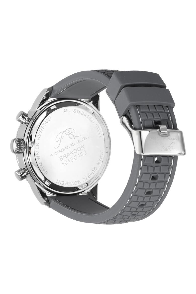 Brandon Silicone Strap Chronograph, 44mm, Alternate, color, GREY