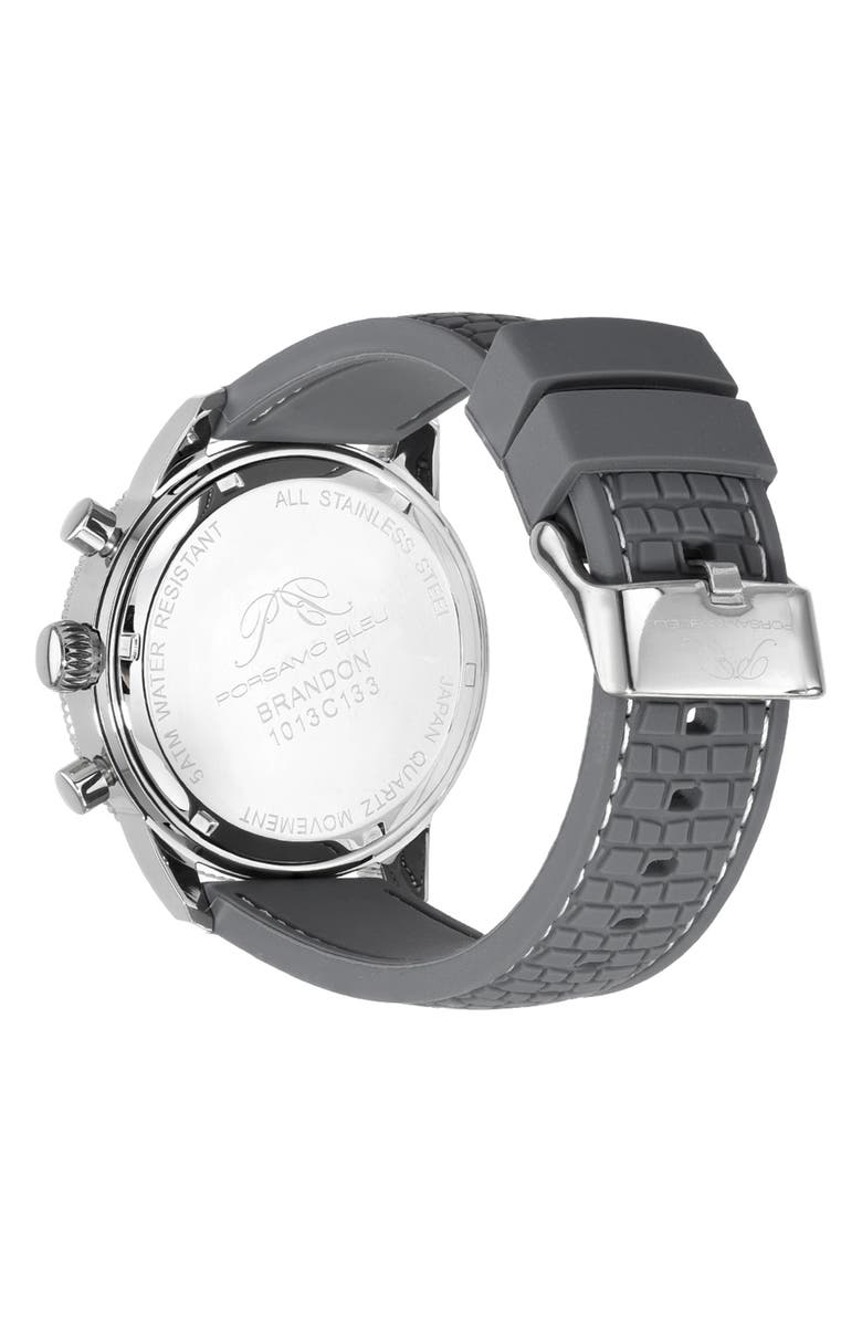 PORSAMO BLEU Brandon Silicone Strap Chronograph, 44mm, Alternate, color, Grey