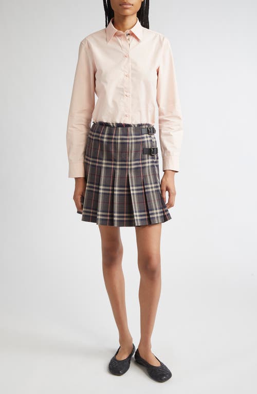 Burberry Check Pleated Wool Skirt