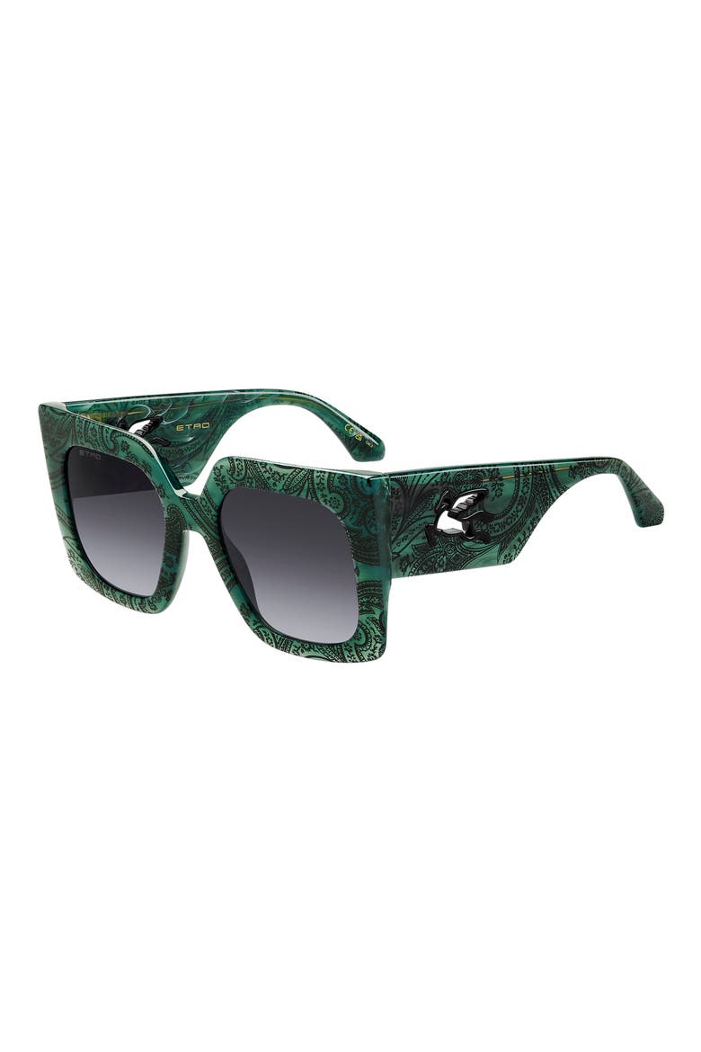 53mm Gradient Square Sunglasses, Alternate, color, MARBLE GREEN/ DARK GREY SF