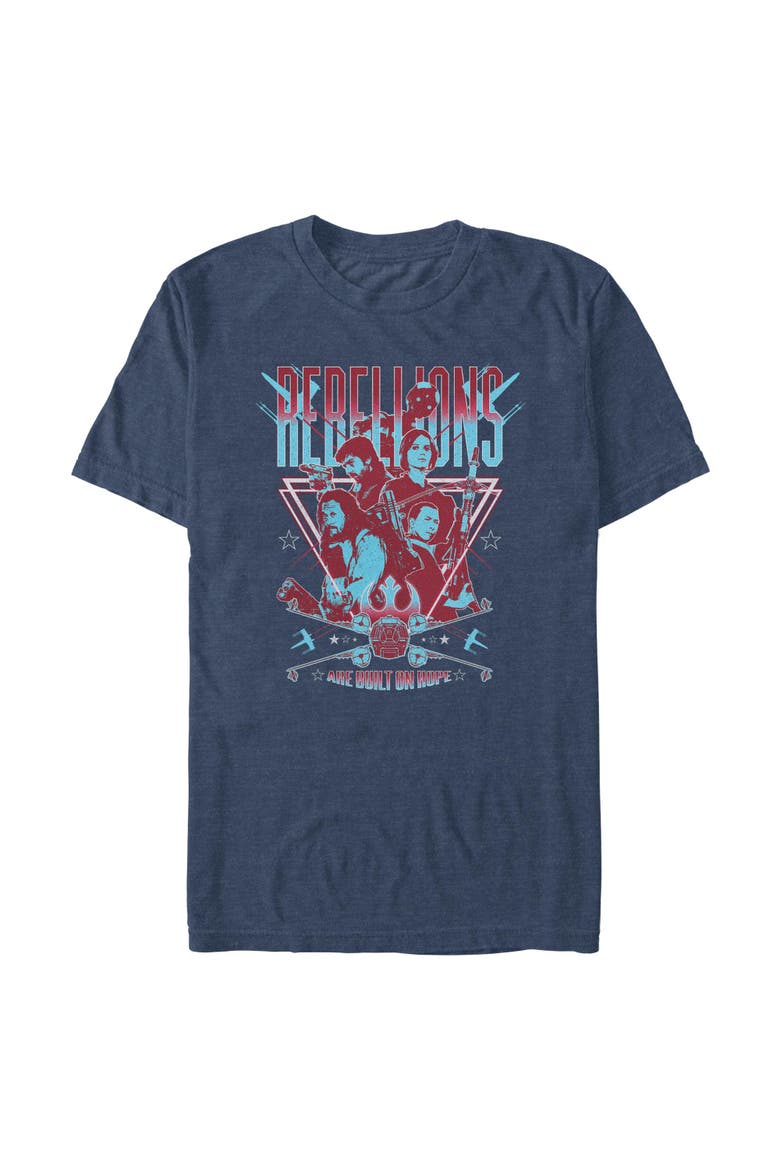 Mens Star Wars Rogue One Rebellions Are Built On Hope T Shirt, Main, color, Navy Blue Heather