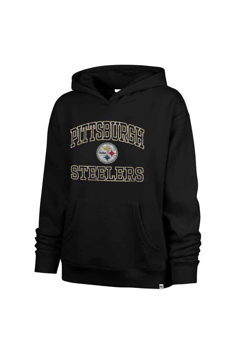 Women's '47  Black Pittsburgh Steelers Clarity Naomi Pullover Hoodie, Alternate, color, Black